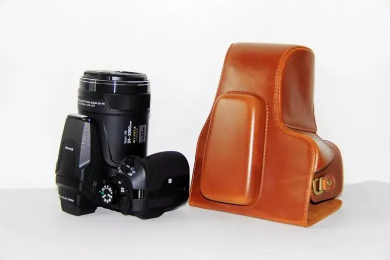 Кожа искусственная кожа камера Жесткий чехол сумка ручка для NIKON Coolpix P900s P900 - Цвет: Коричневый