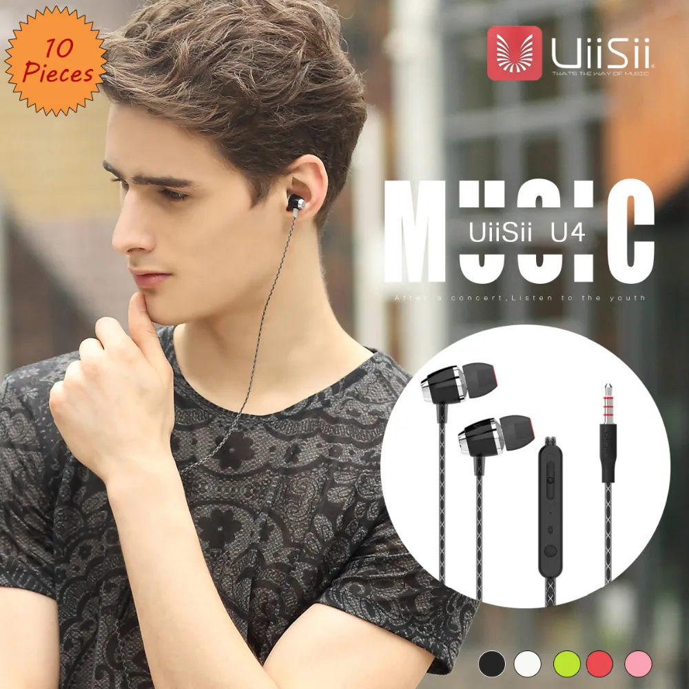 

Lot 10 UiiSii U4 Earphones with Microphone Cute Earbud Stereo Auriculares for iPad iPhone Samsung Huawei Xiaomi LG PC MP3 Player