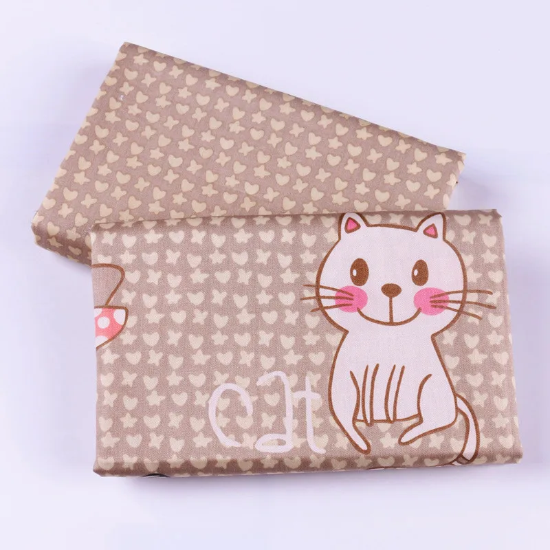 

2pcs / set 100% Cotton Fabric Zoo Deer Rabbit Cat Sheep Twill Printed Tissu DIY Patchwork Sewing Baby Clothing Quilt Dolls Tilda