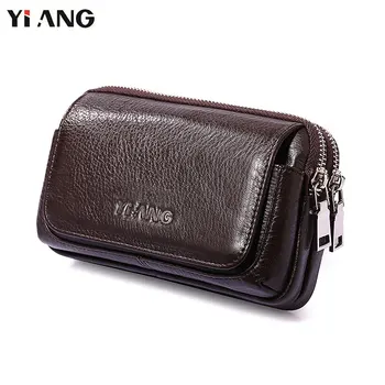 

YIANG Waist Pack Bag for Men Genuine Leather Mobile Phone Bags Travel Fanny Pack Belt Bag Mini Money Pouch Luxury Belt Pouch