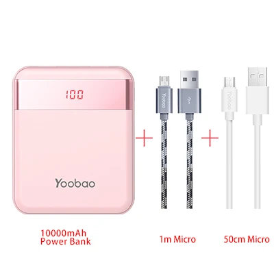 Yoobao m4pro 10000 мАч мини красочный мобильный Запасные Аккумуляторы для телефонов 2 Порты USB 2A Выход и 2A Вход светодиодный цифровой телефон Батарея Зарядное устройство - Color: PK-2 Kind of Micro