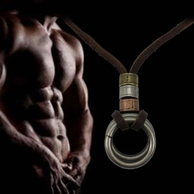 Mens Cowhide Leather Cord Necklace, Mens Leather Necklace