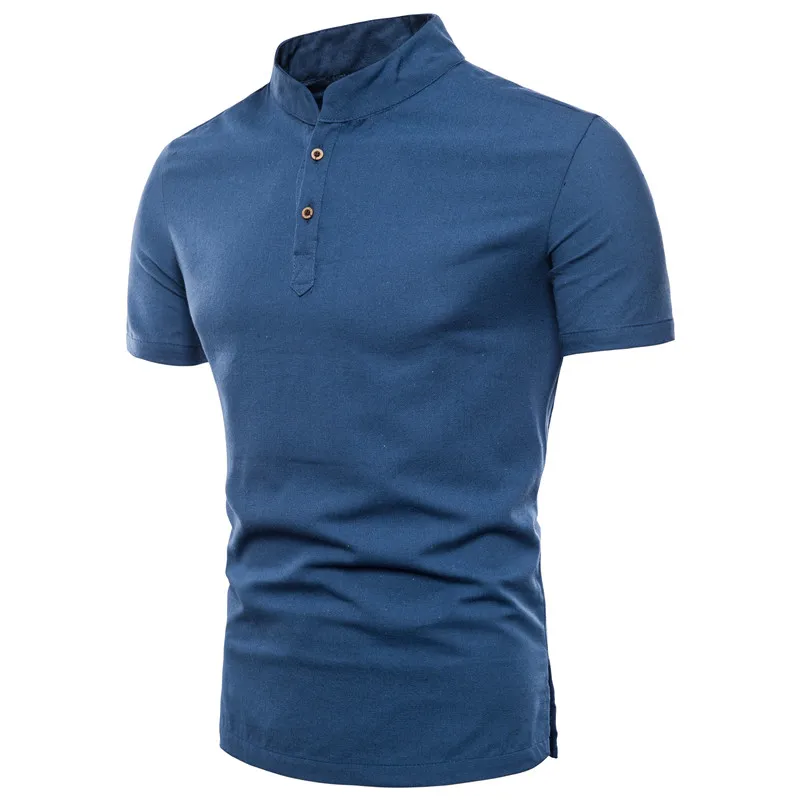 

Cotton and Linen T-shirt Men's Summer Tops Short-sleeved Solid color Tees T Shirts Men's Clothing
