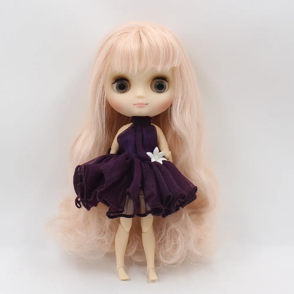 

Free shipping middie doll 1/8 20cm matte frosted face joint body light pink hair with bangs/fringes gift toy BL2352