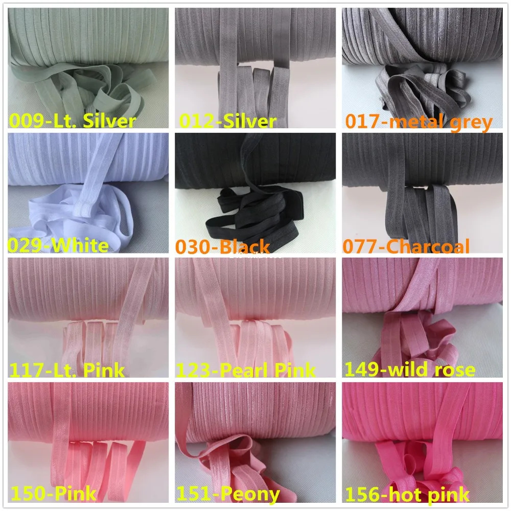 

Free shipping shiny fold over elastic, 100yards/color/roll, 91colors foe in stock, pls note the color no. when place order