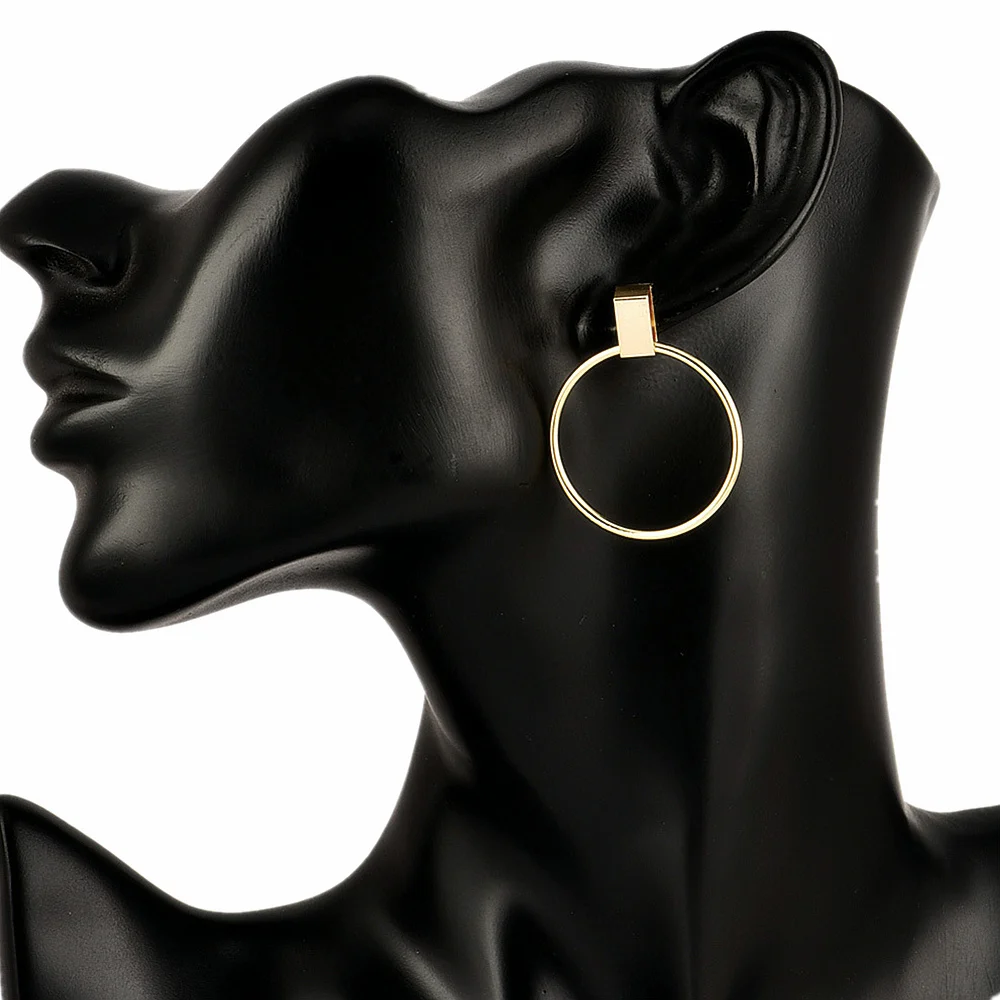 

Korean Geometric Hollow Square Statement Earrings Gold Silver Color Round Dangle Drop Earrings for Women Fashion Jewelry Brincos