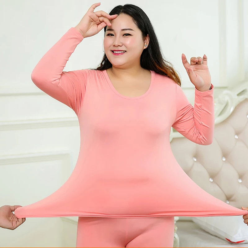 Women's Thermal Underwear Set Cotton Plus Vevet Long Johns Women Winter Fleece Warm Long Johns Plus Size Female Pajamas Suit