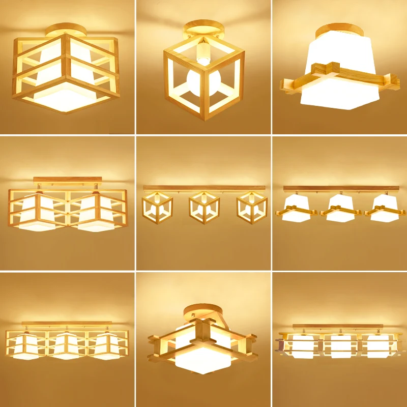 Japanese Style wood personality Led ceiling lights plafond lamp for home living room lights ceiling - 32881061038