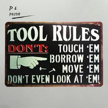 Dl-инструмент правила винтажная металлическая вывеска для гаража стикер на стену современный настенное искусство