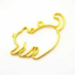 5 шт./компл. металлический каркас милый животного котенка "сделай сам" эпоксидной смолы материалы Цепочки и ожерелья с подвесками