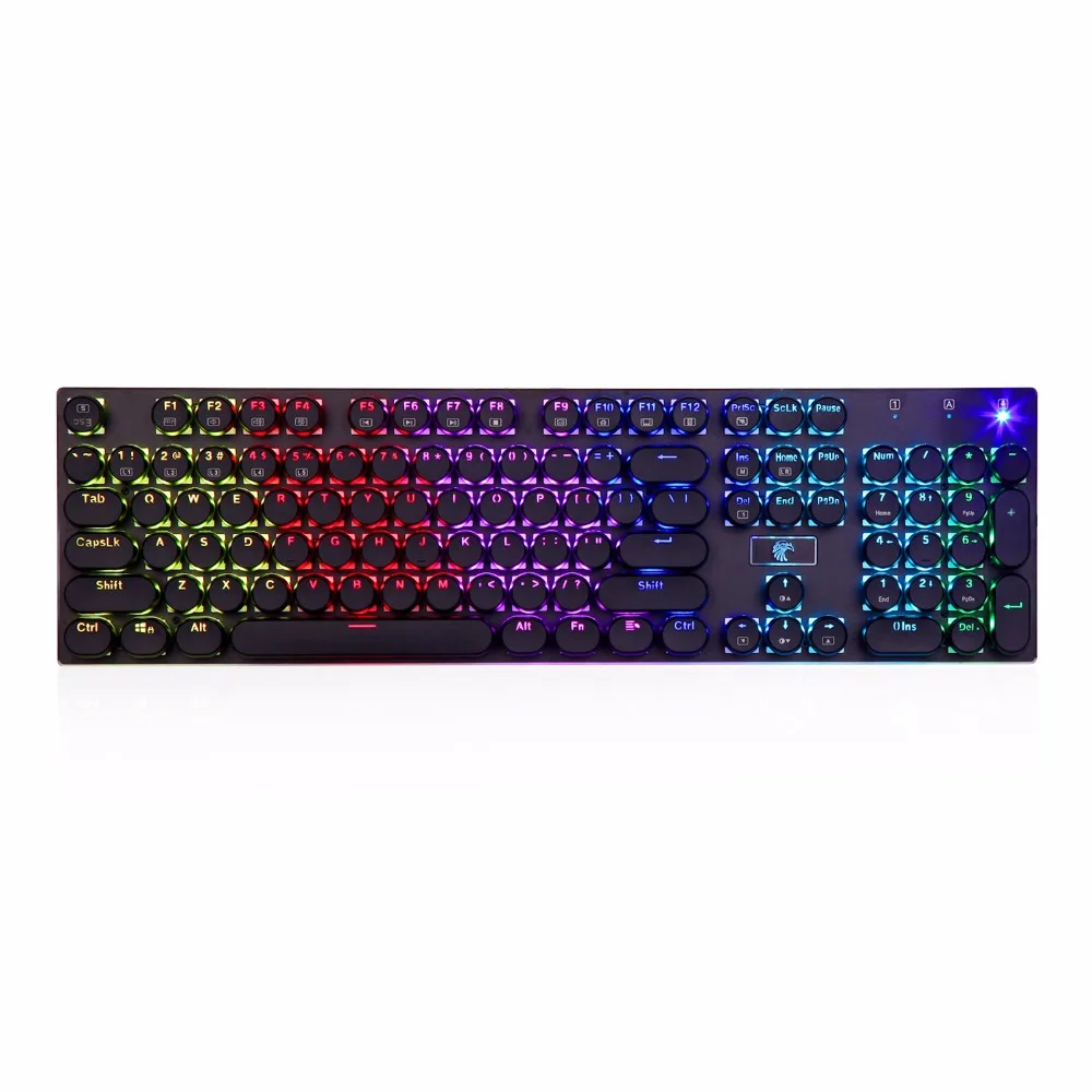 Ретро RGB Механическая игровая клавиатура Программируемый RGB подсветкой синий переключатель тактильные Clicky Водонепроницаемость 104 клавиши anti-ореолы