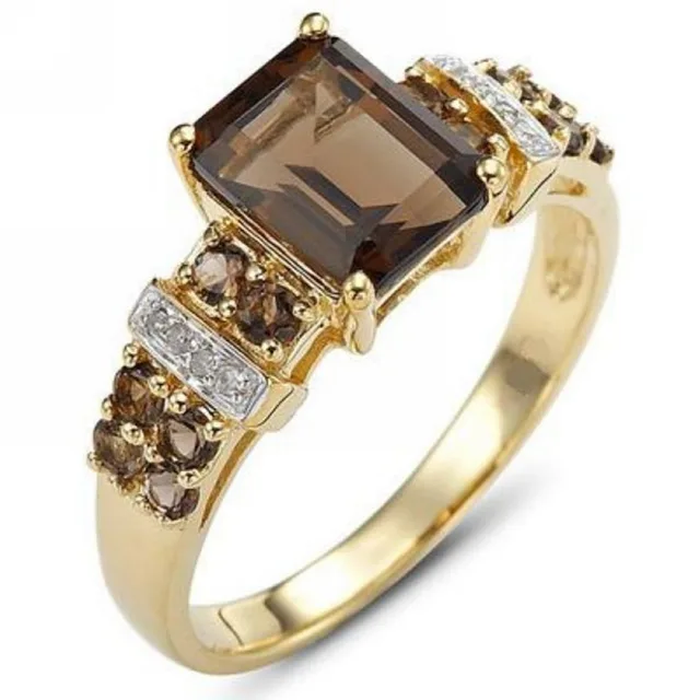SuoHuan Size 6-11 Charm Hot Rings For Women Brown Zircon Stone Crystal Gold Fill SuoHuan Size 6-11 Charm Hot Rings For Women Brown Zircon Stone Crystal Gold Fill
