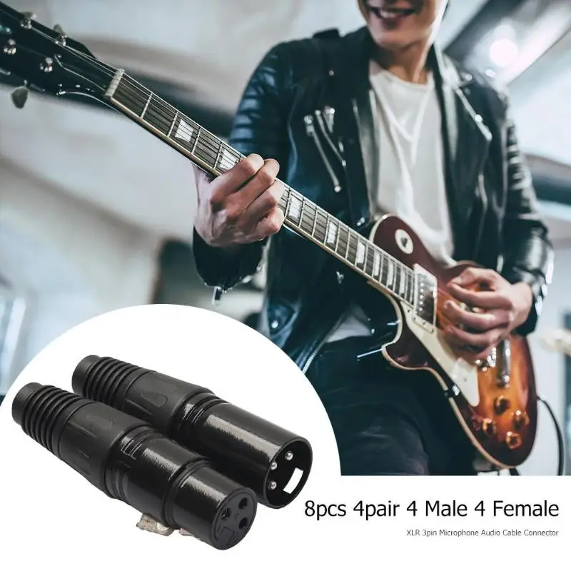 Черный 8 шт. 4 штекера гнездо XLR 3Pin микрофон аудио кабель Разъемы для DIY