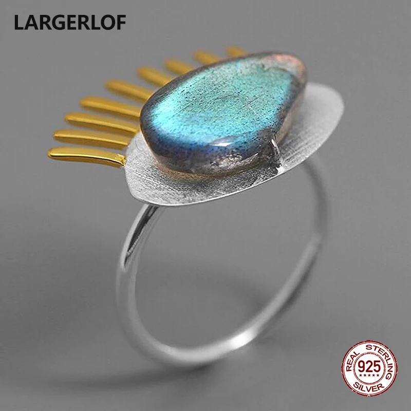 

LARGERLOF 925 Silver Ring Labradorite Ring Silver 925 Women Fine Jewelry Silver 925 Jewelry Vintage Ring Sterling Silver RG50159