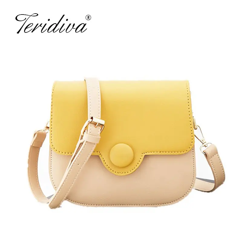 

Fashion Cross Body Bags Patchwork Women Messenger Bag Vintage Female PU Leather Casual Shoulder Bag Lady Girl Brand Designer
