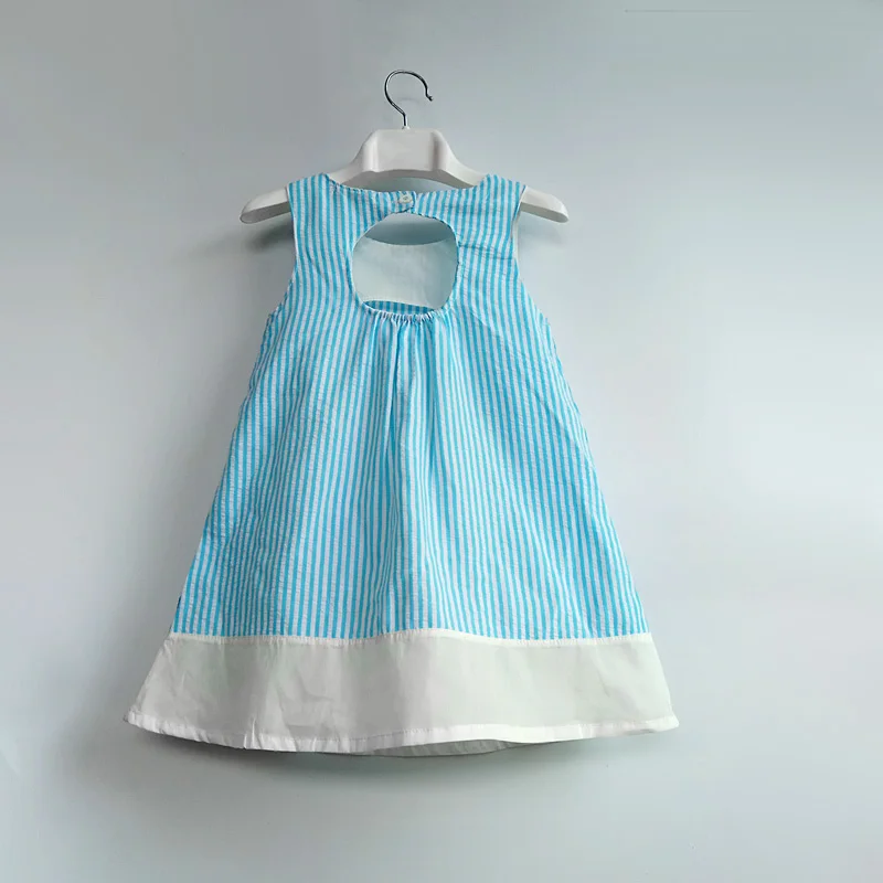 Новые детские хлопковые платья в полоску, популярные летние платья для девочек, детское платье без рукавов с бантом