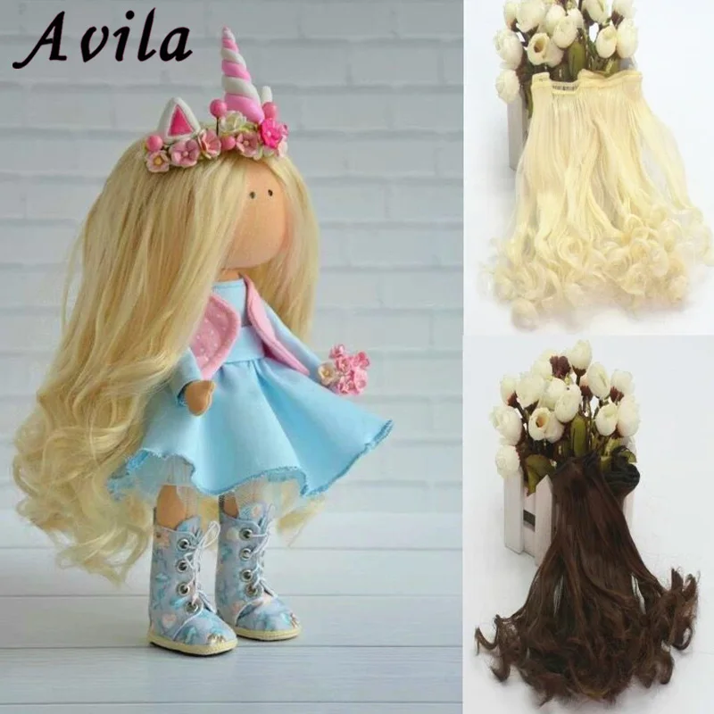 

DIY Wave Wig Black Gold Blown Khaki Curly Wavy Hairpiece Per Wig Hot Pear Curly Hair For Dolls Accessories Christmas Toy