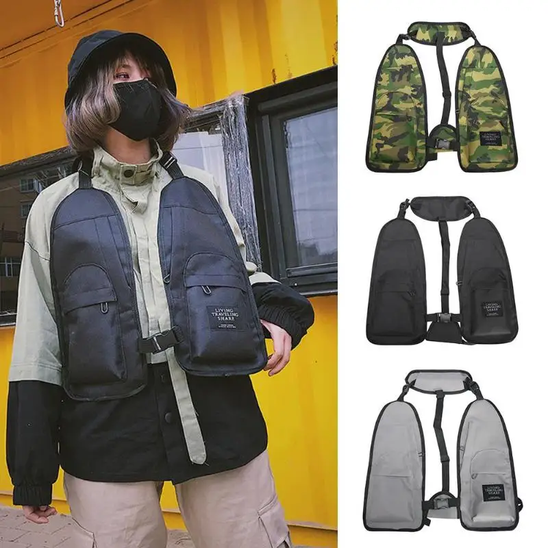 

Unisex Nylon Chest Rig Bags Outdoor Vest Hip Hop Women Men Functional Harness Waistcoat Bags Fishing Vests Fish Tackle Pesca