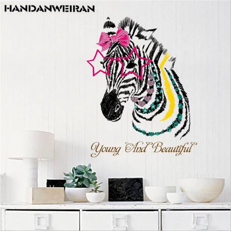 

1PC Beautiful Zebra Wall Sticker Removable Personality For Living Room Sofa TV Door cabinet refrigerator kitchen Wall Sticker