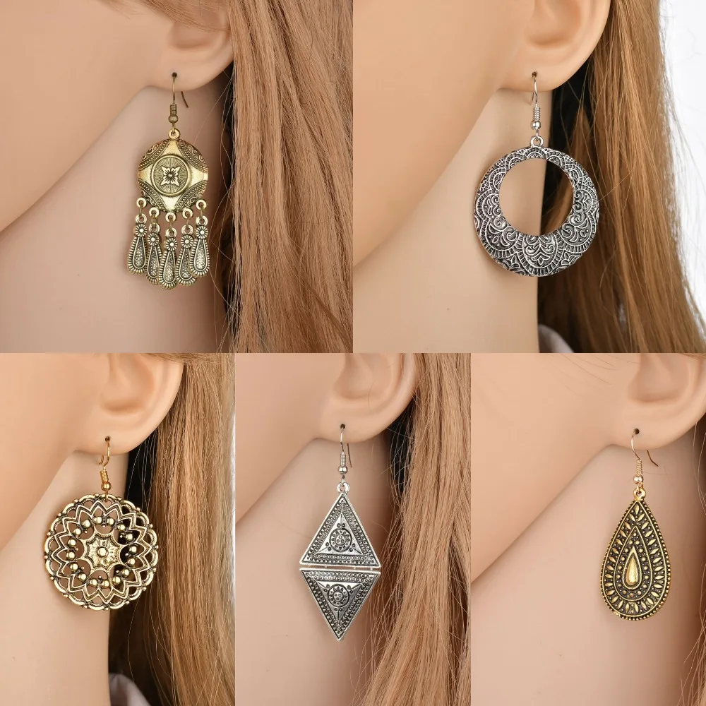 

Bohemian retro fashion hot sale metal geometric pattern round hollow multi-layer carved ethnic style peacock tail-shaped ladies