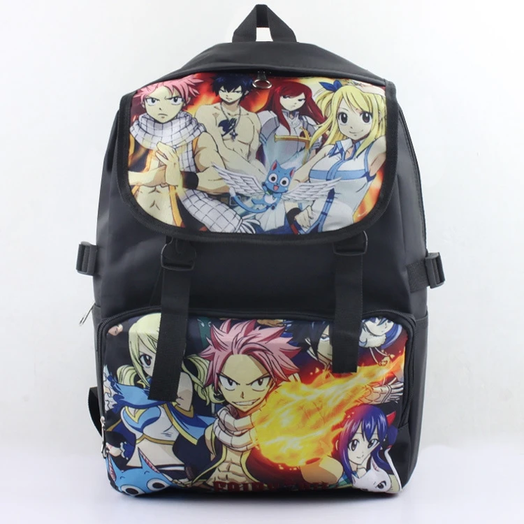 

Hot Anime fashion FAIRY TAIL LOGO Gray Lucy Natsu Dragne printing Leisure man woman bags canvas Backpacks schoolbag Backpacks