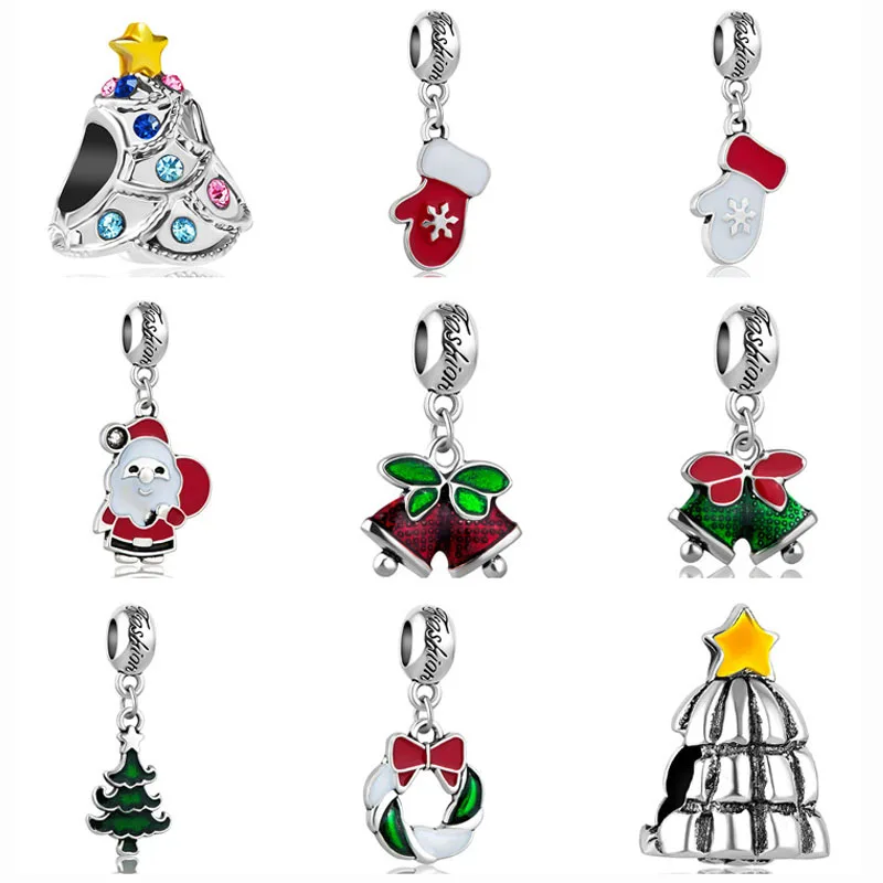 

european 1pc christmas gift gloves santa tree bell bead fit Original Pandora charms silver 925 Bracelet jewelry for women F082