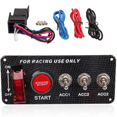 

Racing Car SafetyRacing Car DC 12V Ignition Switch Panel Engine Start Button LED Toggle Carbon