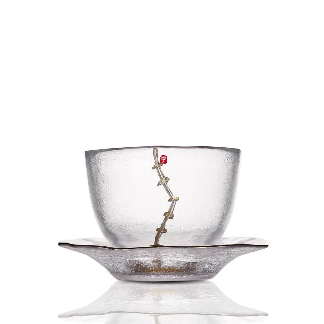 

85ml Creative Japanese Gold Plated Heat Resistant TeaCup Kung Fu Tea Set Tea Cup Saucer Bowl Tureen Milk Coffee Cup