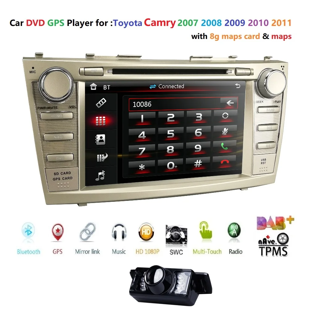 Discount AutoRadio 8"2 Din Car DVD Multimedia  USB SWC B For Toyota Camry 2007 2008 2009 2010 2011 Aurion 2006 Head Unit GPS Stereo Audio 2