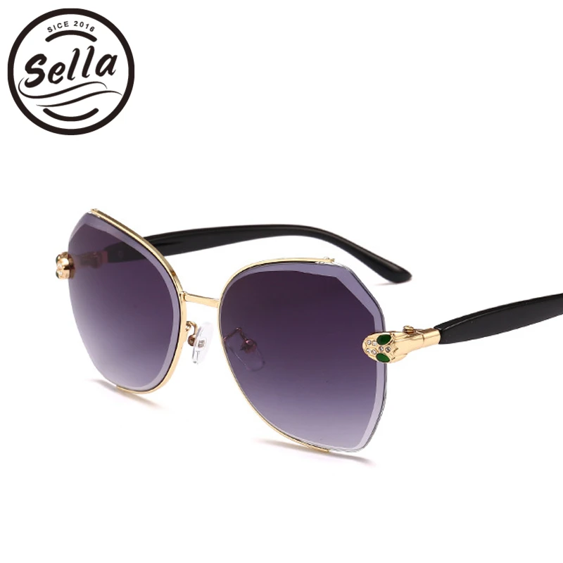 

2018 New Fashion Semi-Rimless Oversized Square Women Sunglasses Trending Brand Snake Decoration Legs Gradient Lens Sun Glasses