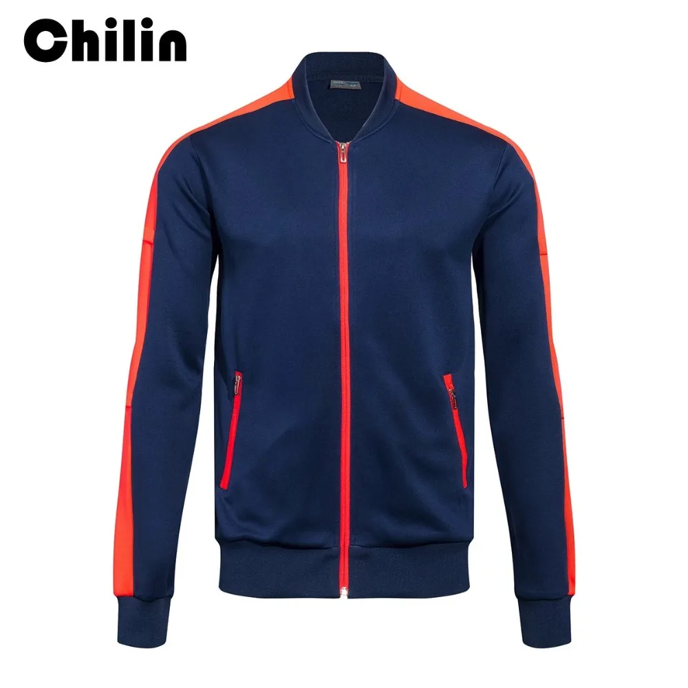Running Jackets Baseball Soccer Zipper Jacket for men Ribbed Cuffs Solid Color Basic with Zip Pocket Outwear G004 | Спорт и