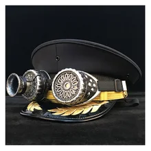 Ретро Для женщин Для мужчин военная шляпа Германии Офицер козырек Кепки стимпанк полная защита лица товара полиции Кепки шапка для косплея Размеры S M L XL XXL