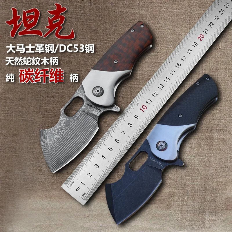 60 HRC складной нож Дамаск и DC53 лезвие Snakewood Ручка Кемпинг БОЕВОЙ ОХОТНИЧИЙ