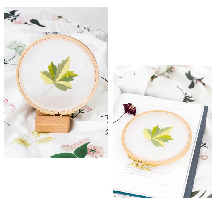 European handmade embroidery DIY transparent mesh organza art decoration ornamentsWall Art Flowers Leaves Series-18