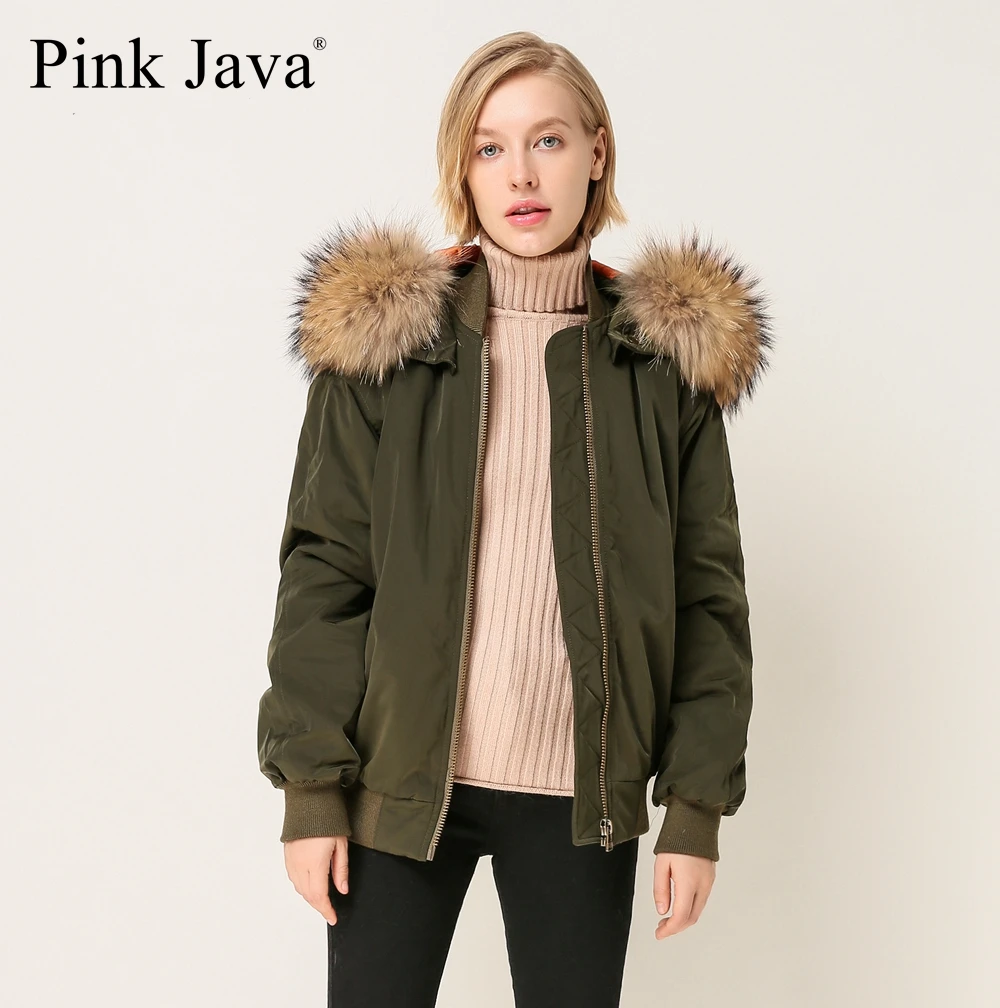 Розовый Java QC1876 Новое поступление F/W 2018 Модный женский зеленый пуховик с