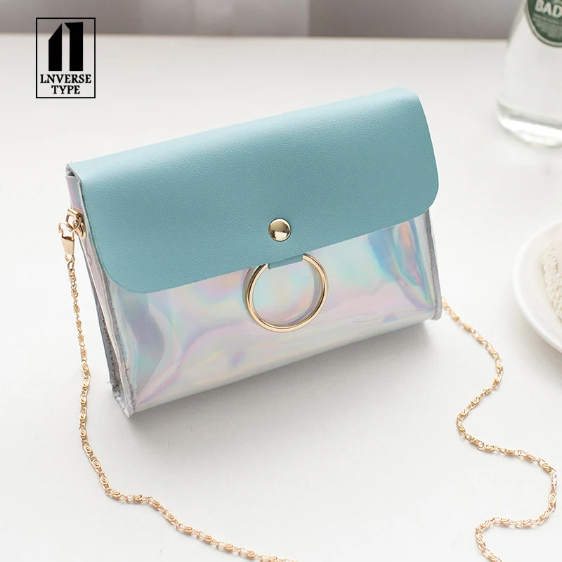 

2019 New Style PVC Laser ring women bags Jelly Crossbody Bag Transparent Candy Color Women Fashion Handbag Laser Shoulder Bags