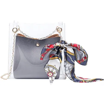 

Womens Ribbons Shoulders Jelly Package Bags Portable Casual Letter Handbags Transparent Mobile Phone Messenger Canta #LR1
