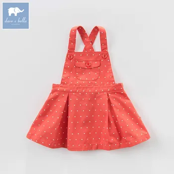 

DBA6631 dave bella spring infant baby girl's strap dress kids suspenders dress toddler children dots clothes