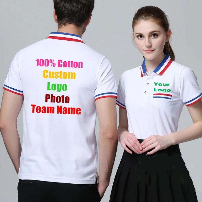 Хит продаж командная компания индивидуальный логотип фото текстовый принт поло