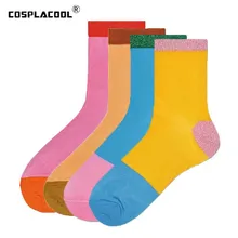 [COSPLACOOL] Европейский дизайн блестящие носки модные золотые серебряные кружевные Sokken корейские Лоскутные Харадзюку блестящие носки женские