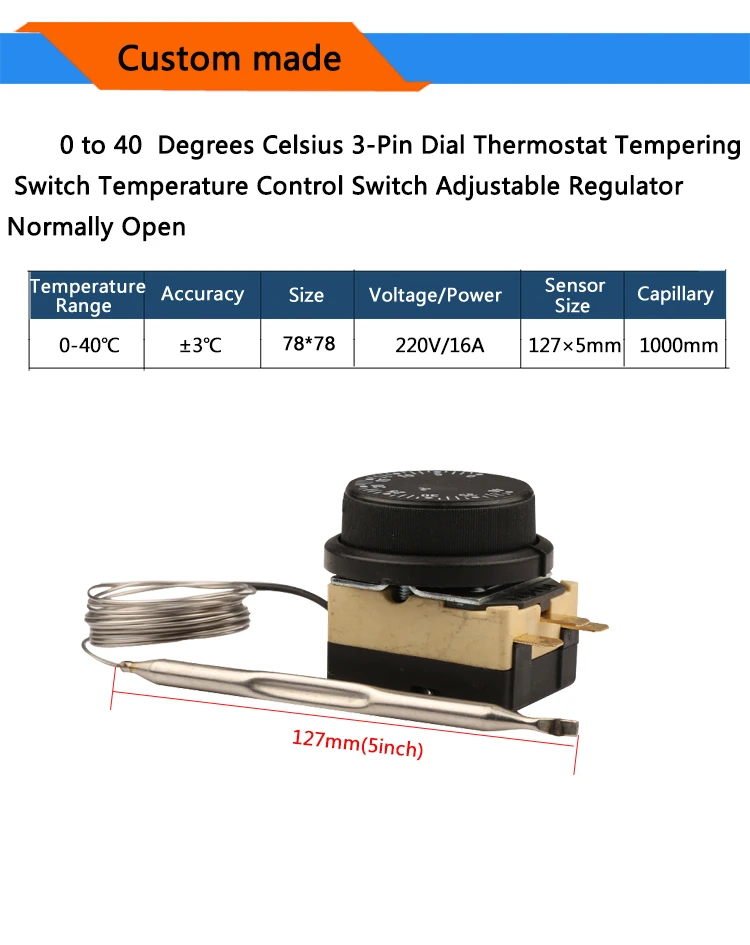 graus Celsius, interruptor ajustável de 3 pinos