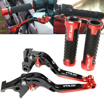 

CNC Aluminum Motorcycle Pivot Brake Clutch Lever handle hand bar grips set For Honda VTR1000F VTR 1000F VTR1000 F 1998-2005 1999