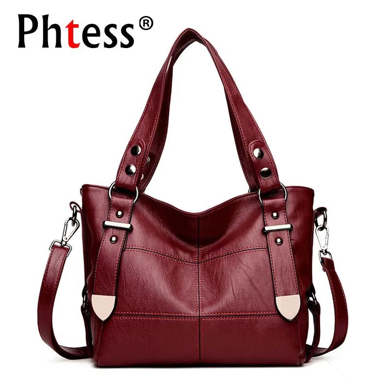 2018 Women Leather Handbags Vintage Sac Soft Leather Female Crossbody Shoulder Bags Tote Ladies Designer Brand Top-Handle Bags