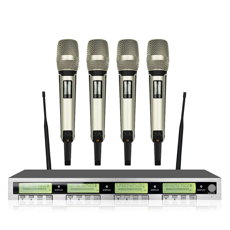 Новое высокое качество Профессиональный AWT400 4 канала SKM9000Handheld Беспроводной микрофон, профессиональный петличный микрофон гарнитуры