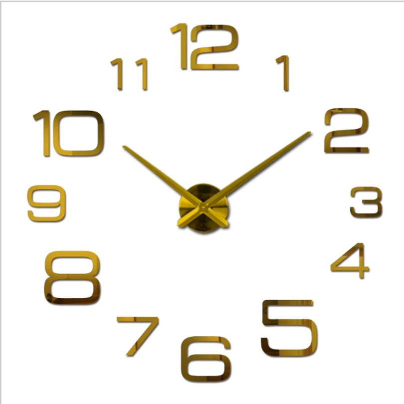 Новые брендовые большие настенные часы, домашний декор, акриловые, для гостиной, кварцевые настенные часы, diy часы, современный дизайн - Цвет: Золотой