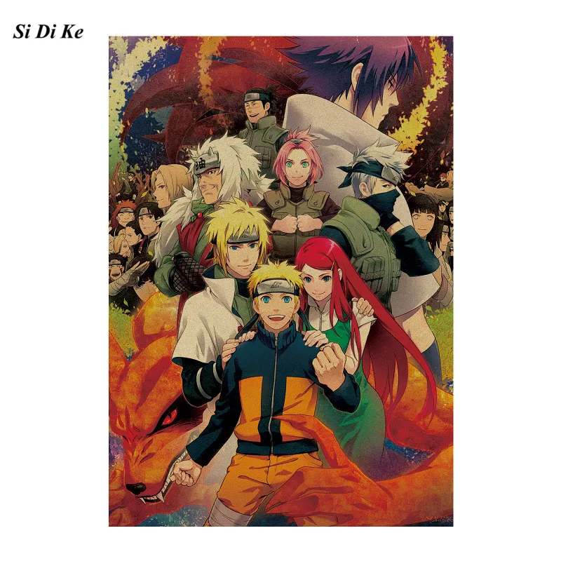

Classic Comic Japanese Anime Naruto Poster Kraft Paper Poster Decorative Painting 51.5X36cm