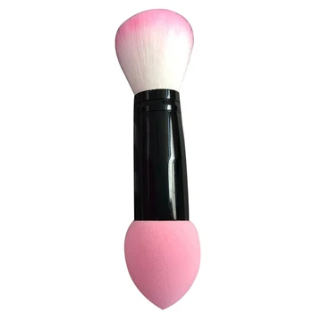 

1Pc Professional Blusher Brush Nylon Make Up Brushes Two Head Cosmetic Tools With Sponge