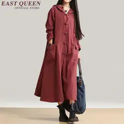 Винтаж Традиционный китайский женщин длинное платье Восточный китайский белье Полный рукавом Свободные Большие размеры женские платья