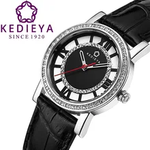 KEDIEYA Бренды Очарование Женщин Рома Скелет Цирконами Diamond Miyota Кварцевые Часы Из Натуральной Кожи Женские Часы Waterproof