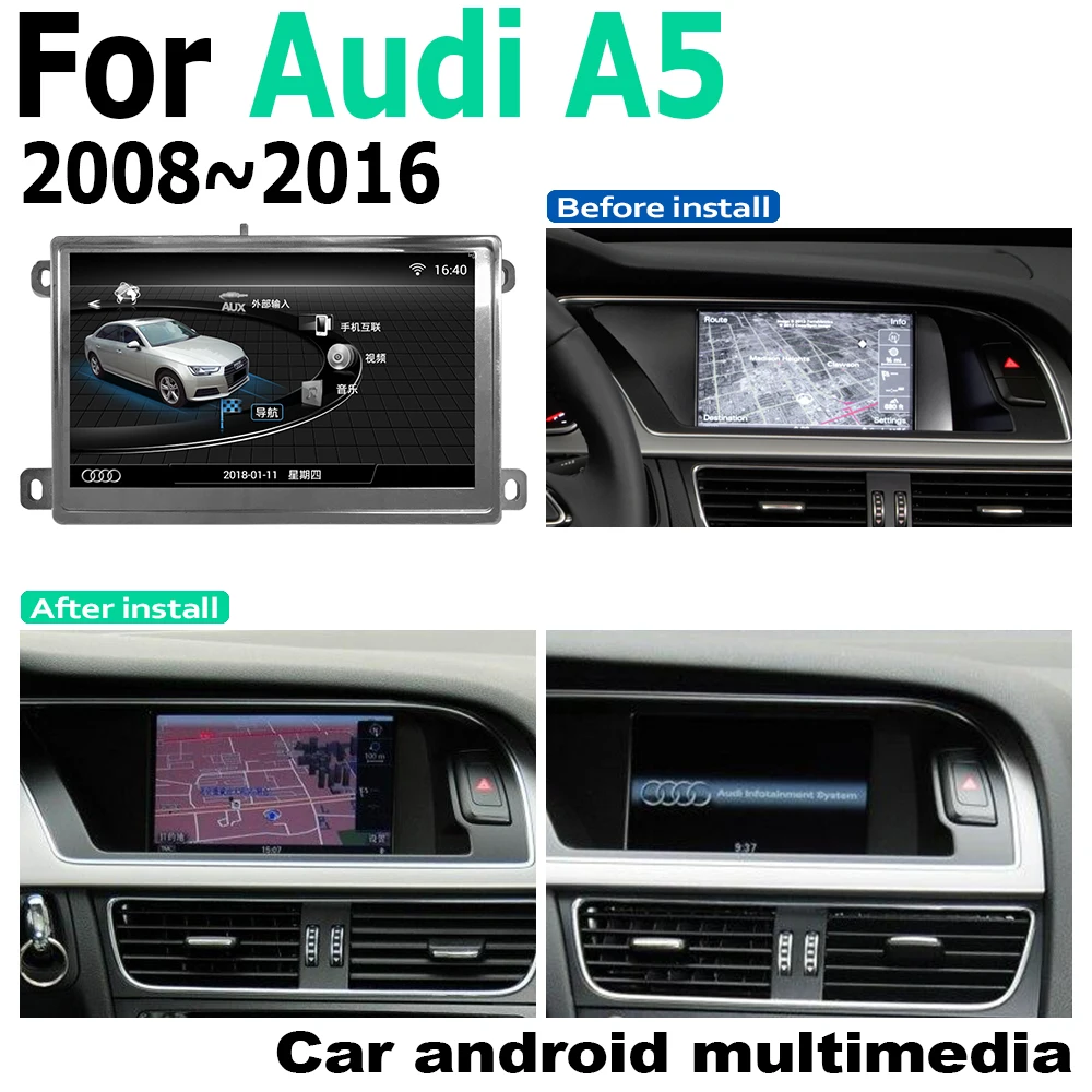 

7" Android car multimedia player For Audi A5 8T 8F 2008~2016 MMI Navigation Navi GPS BT Support 4G 3G WiFi Radio stereo